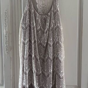 A'Reve Lace Overlay Dress in Gray